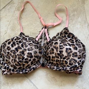 PINK 32D Leopard Print Racerback Push Up bra.
